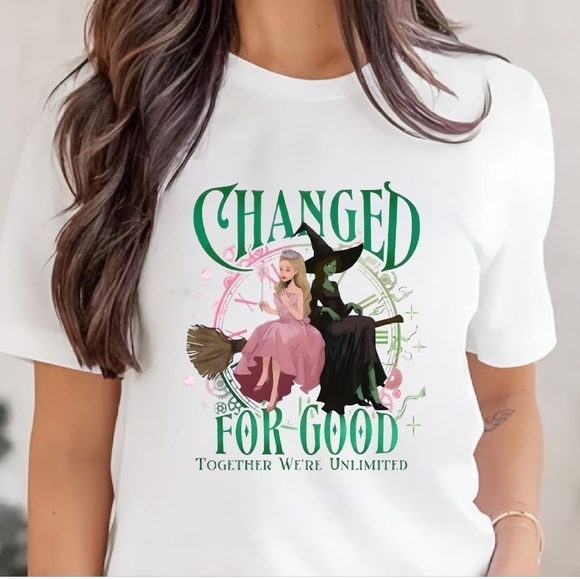 Gildan Tops - "Changed for Good" Witch Theme Green & Pink.